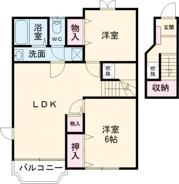 エクセレントシティI(2LDK/2階)の間取り写真
