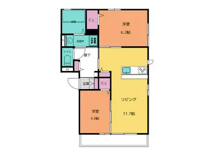 グリーンハイム駒岡(2LDK/3階)の間取り写真