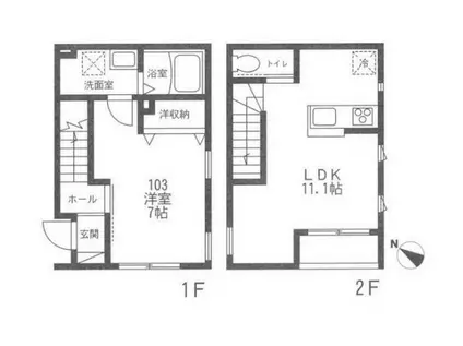 フェリーチェ山王(1LDK/1階)の間取り写真