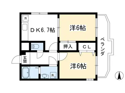 SGLANZ(2DK/2階)の間取り写真