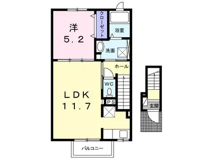ラ コリーナ カーサ(1LDK/2階)の間取り写真