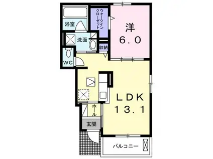 カーサ イン ピエトラ ロッサ(1LDK/1階)の間取り写真
