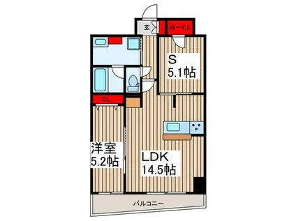 グランシエル川口(1SLDK/14階)の間取り写真