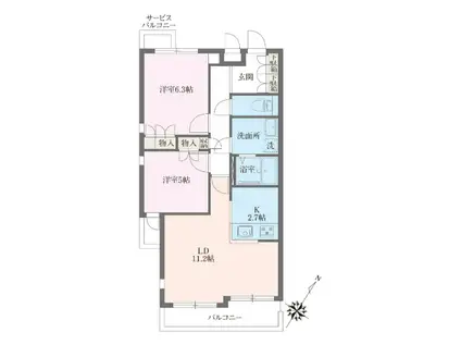 プレジオコート平和台(2LDK/2階)の間取り写真