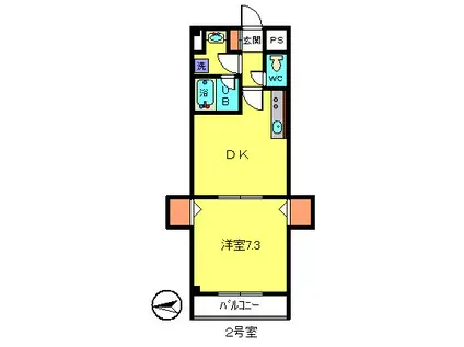 スワームマンションII(1DK/4階)の間取り写真