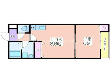 EIJU粉浜駅前(1LDK/2階)の間取り写真