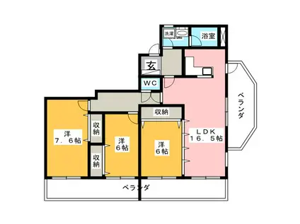 アニマリート峰(3LDK/5階)の間取り写真