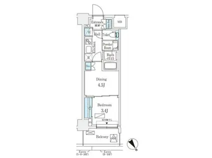 エル・セレーノ横浜(1DK/6階)の間取り写真