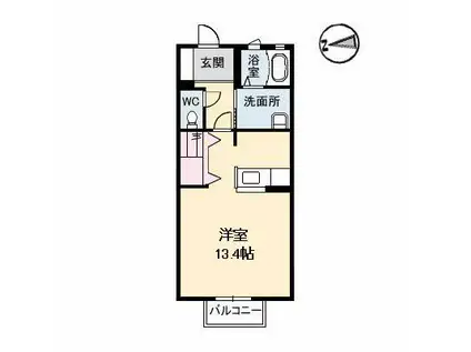 GOOD WELL 西町(ワンルーム/2階)の間取り写真