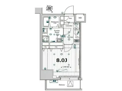 メイクスデザイン門前仲町GARDEN(1K/9階)の間取り写真