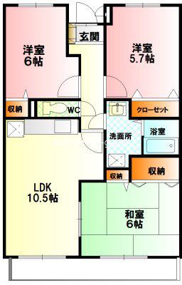 サンセールシマダ(3LDK/2階)の間取り写真