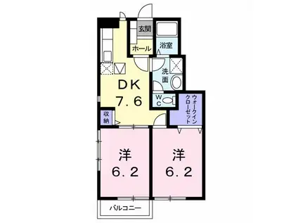 エトワールB(2DK/1階)の間取り写真