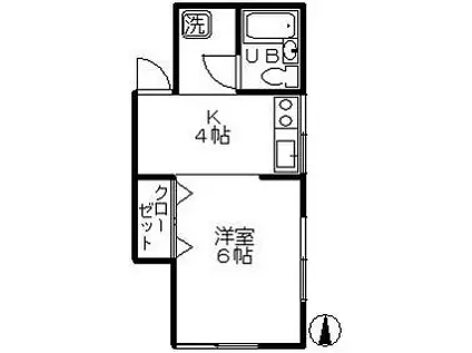 デ・コーポ(ワンルーム/2階)の間取り写真