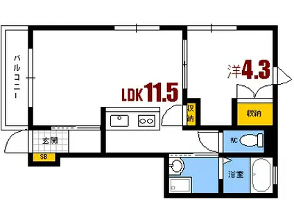 ヘーベルメゾン船越(1LDK/1階)の間取り写真