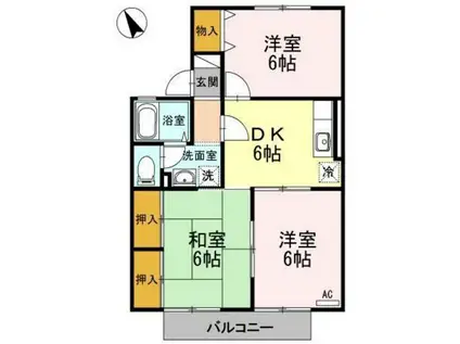 セジュール北浦(3DK/2階)の間取り写真