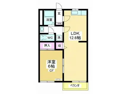 サンアネックス(1LDK/1階)の間取り写真