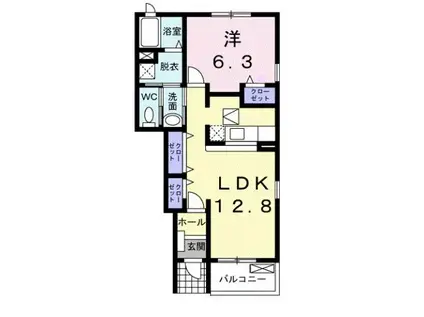 グランフォーレA 1LDKHT(1LDK/1階)の間取り写真