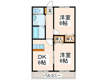 サンライズマンション(2DK/4階)の間取り写真