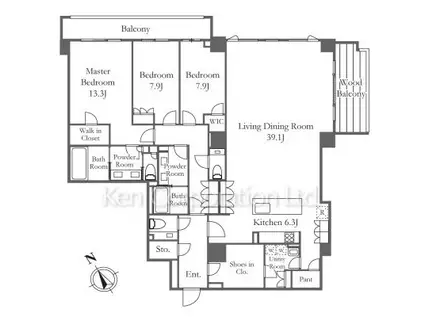 THE UPPER HOUSE SHIROKANE(3LDK/3階)の間取り写真