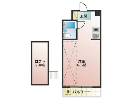 谷口ビル(ワンルーム/2階)の間取り写真