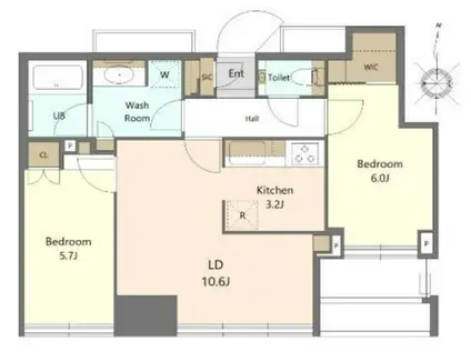 大崎ステーションレジデンス(2LDK/30階)の間取り写真