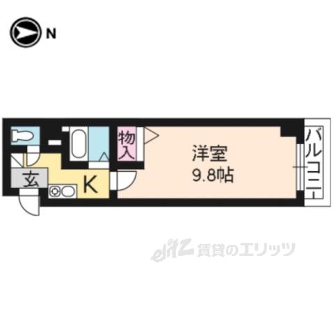 ビクトワール二条(1K/3階)の間取り写真
