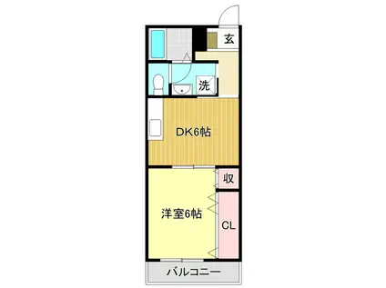 コーポレッドハット(1DK/4階)の間取り写真