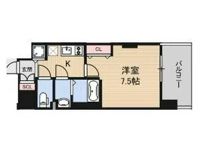 LUXE三国II(1K/4階)の間取り写真