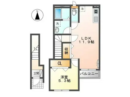 アルフォート 中央(1LDK/2階)の間取り写真