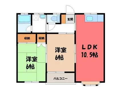 ビューパレス藤井(2LDK/2階)の間取り写真