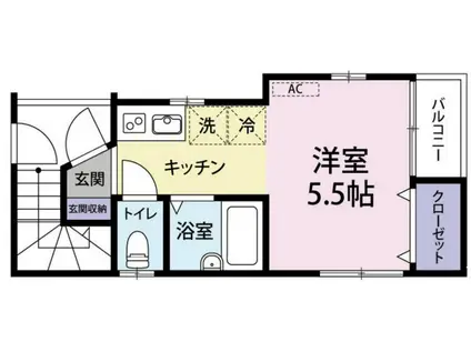 ヘリオスフィア(1K/1階)の間取り写真