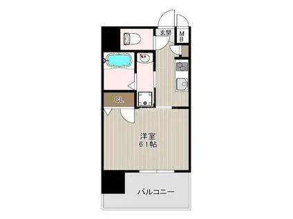 パークヒルズ天保山MOE(1K/2階)の間取り写真