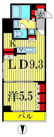 プライマル錦糸町(1LDK/3階)の間取り写真