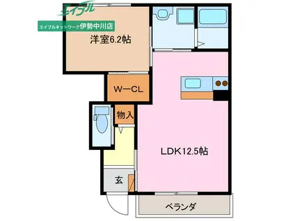 ブラウンハウス(1LDK/1階)の間取り写真