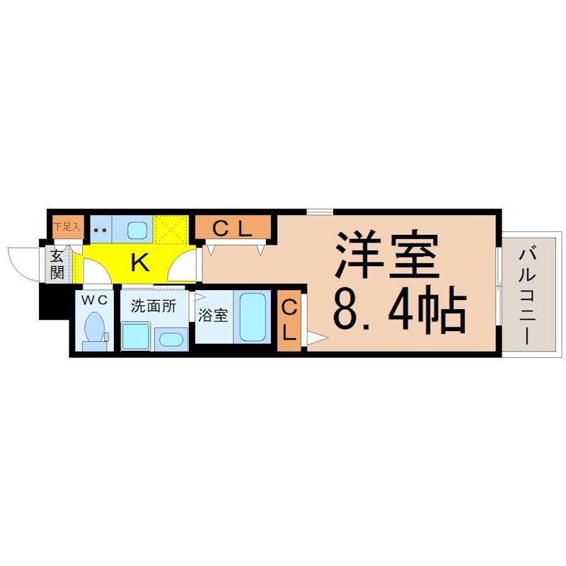 パルティール大曽根(1K/2階)の間取り写真