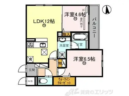 トリシア江坂(2LDK/1階)の間取り写真