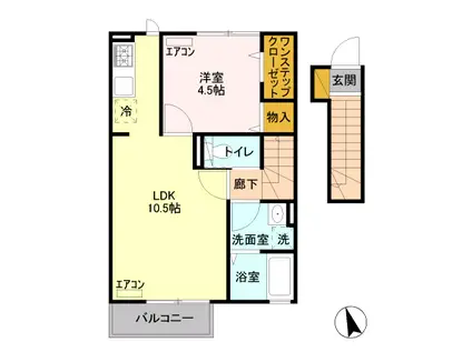 メゾン・ド・シャテーヌ(1LDK/2階)の間取り写真