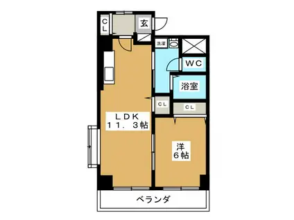 エスポワール蒔田(1LDK/3階)の間取り写真