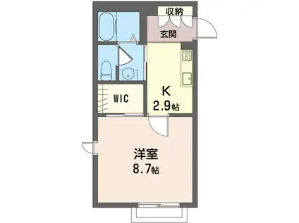 京急久里浜線 三浦海岸駅 バス乗車時間：14分 最寄りバス停で下車 徒歩3分 2階建 築23年(1K/2階)の間取り写真