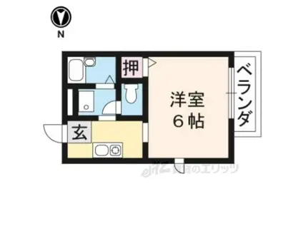 地下鉄烏丸線 松ケ崎駅(京都) 徒歩14分 2階建 築29年(1K/2階)の間取り写真