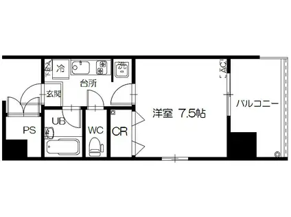 フラットリア仙台駅東(1K/7階)の間取り写真