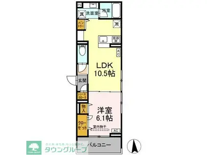 プログレンス能見台 A棟(1LDK/2階)の間取り写真