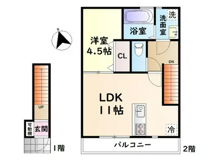 プチメゾン有井(1LDK/2階)の間取り写真