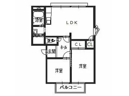 アメニティフォレストB(2LDK/2階)の間取り写真
