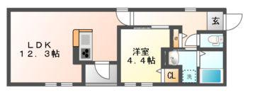 グランレーヴ大曽根(1LDK/2階)の間取り写真