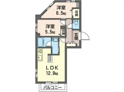 セントリビエ横浜都筑(2LDK/3階)の間取り写真