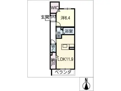 ミグランスII(1LDK/2階)の間取り写真