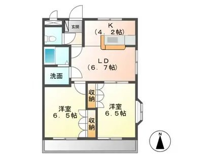 ラピュタ弐番館(2LDK/2階)の間取り写真