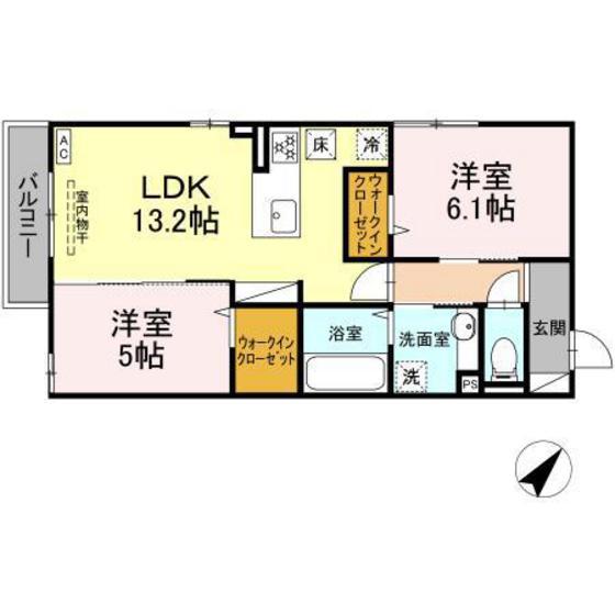 フィオーレ府中本町(2LDK/1階)の間取り写真