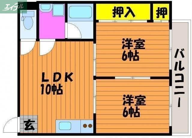 にっせんれん21(2LDK/6階)の間取り写真